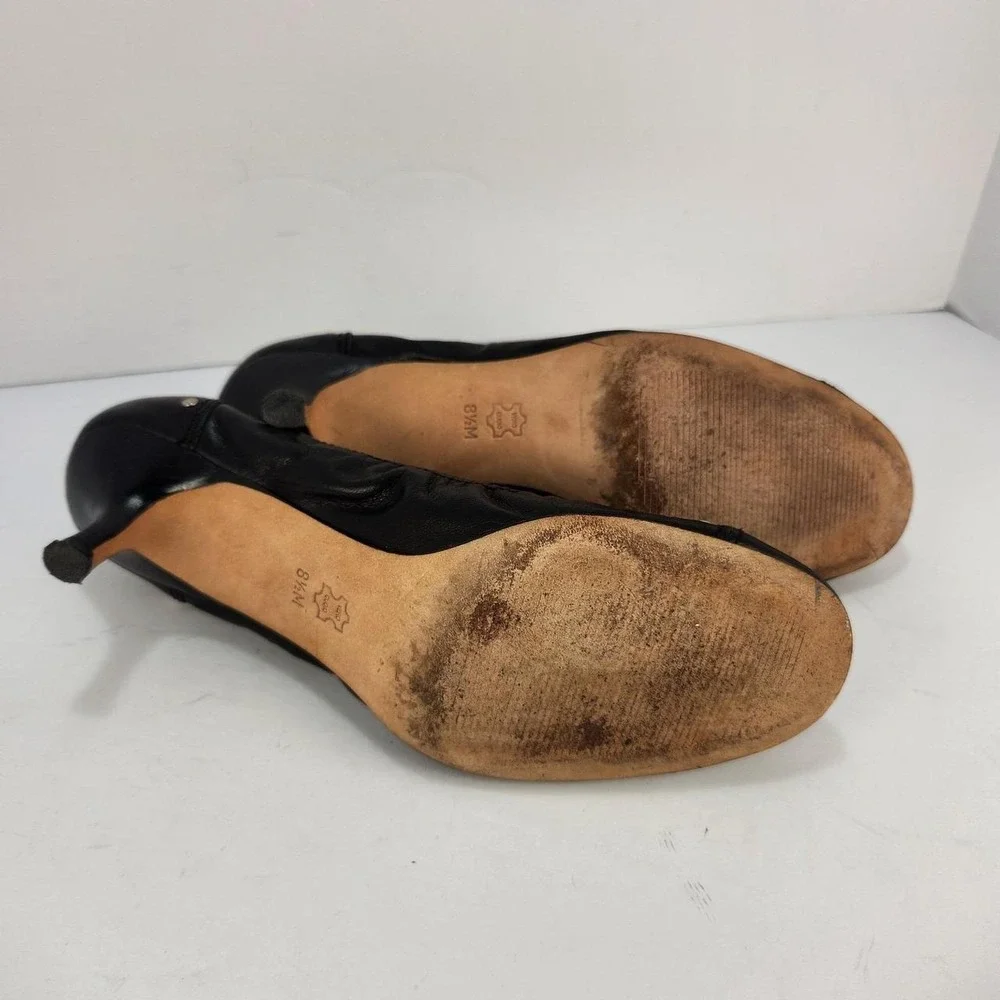 Michael Kors Aria Women's 8.5M Black Leather Studded Ballet Flats Silver Studs